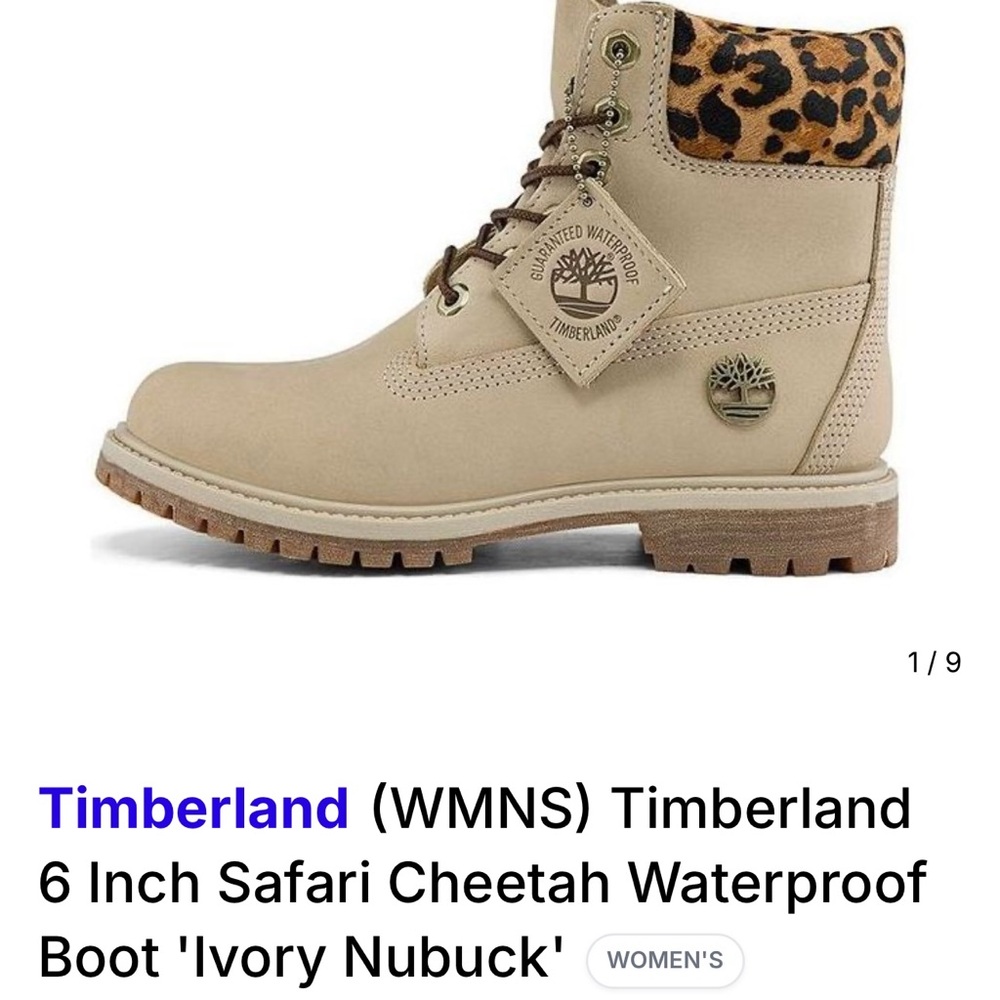 Timberland Ivory Nubuck Boot with Cheetah Print